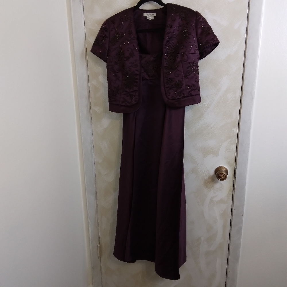 Size 6 Kay Unger Dress and Jacket Beaded Maxi Tall